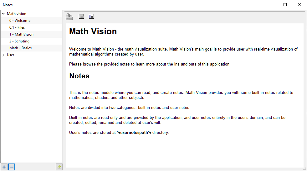 Notes window